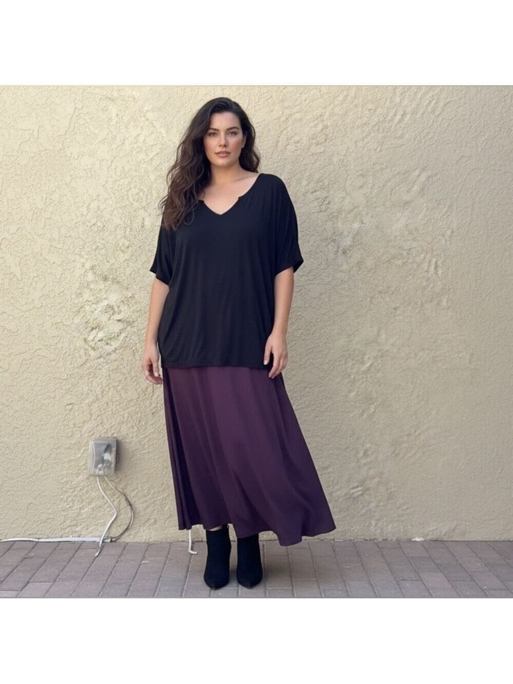Laurie Felt LA Women's Black Ruched Sleeve Top Size 3X new with tags